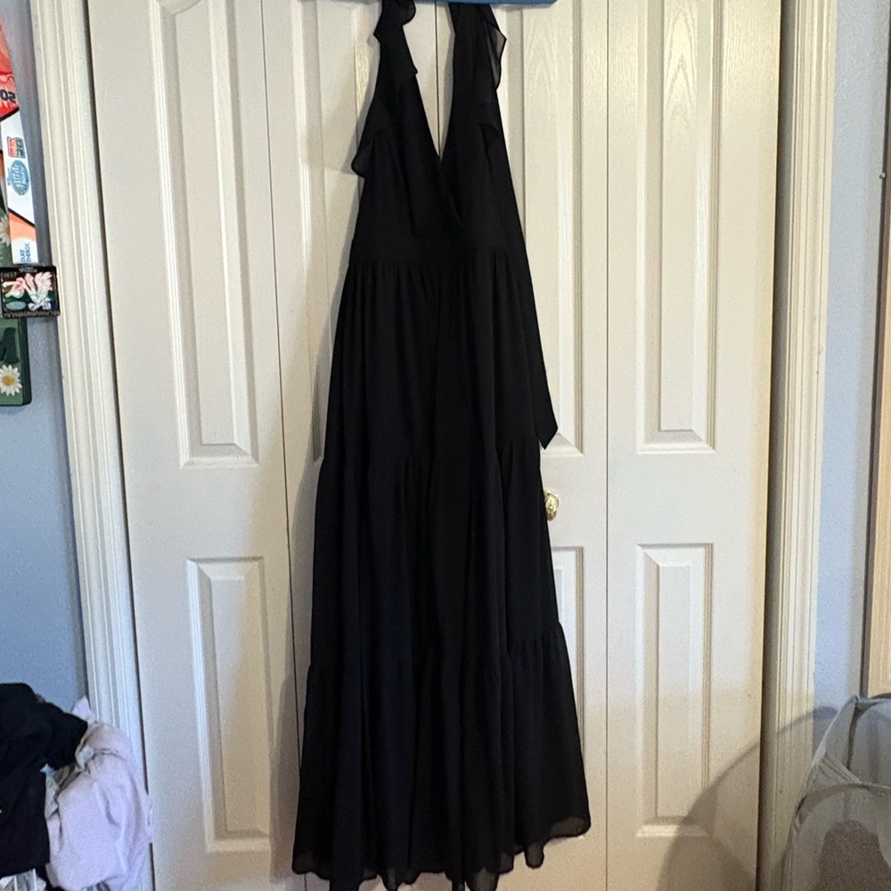 Lulu's Black Halter Maxi Dress